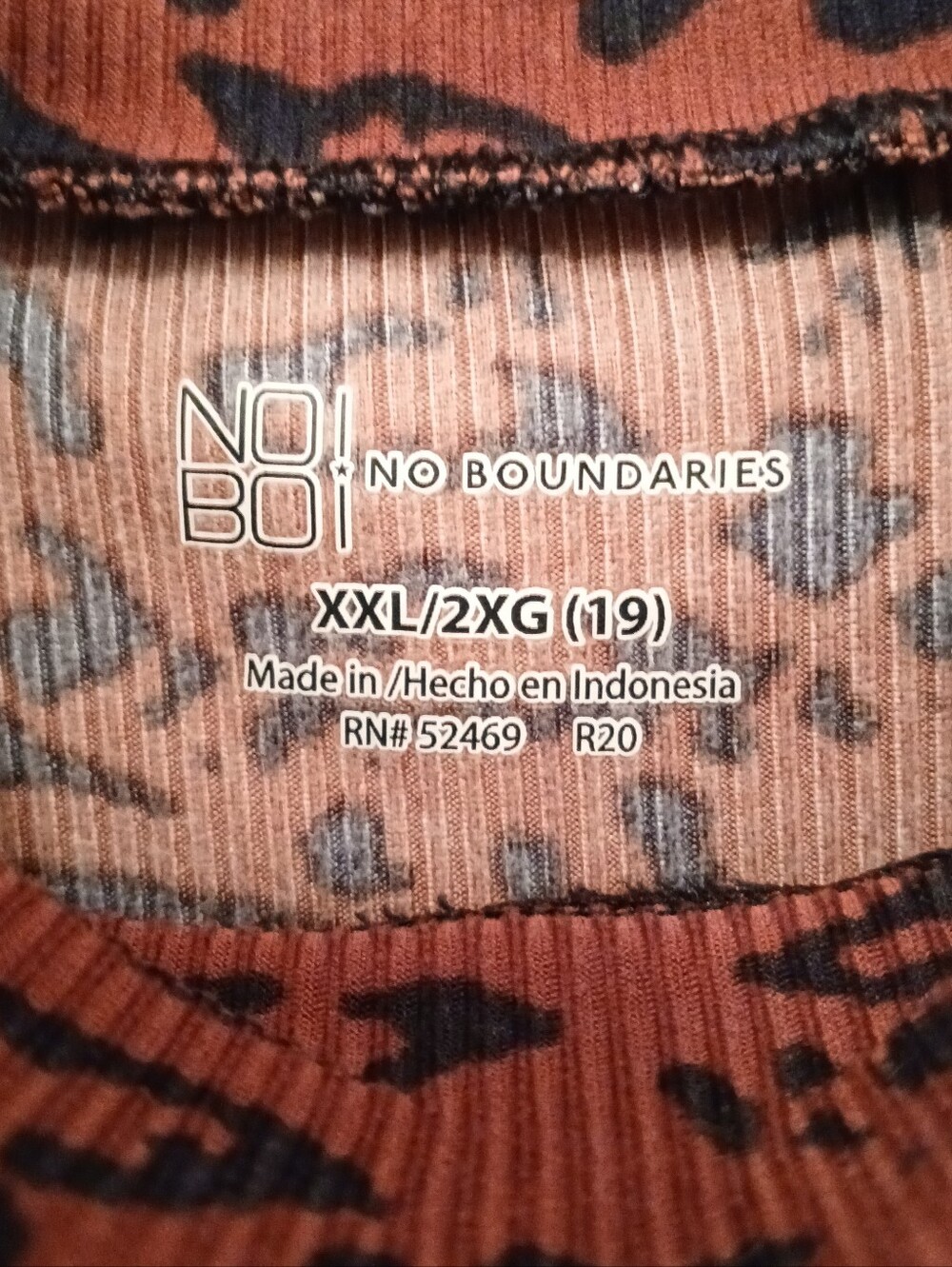 No Boundries Mock Turtleneck Tank Top Women's Size XXL Burnt Orange Black Casual - Picture 2 of 5
